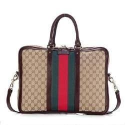 1:1 Gucci 246067 Men's Briefcase Bag-Beige/Ebony GG Fabric - Click Image to Close